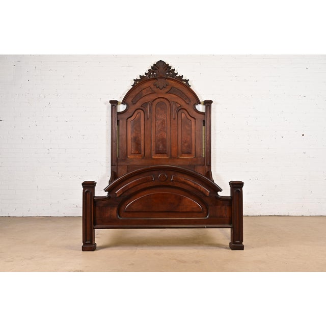Antique Monumental Eastlake Victorian Burled Walnut Full Size Bed, Circa 1880s For Sale - Image 14 of 14