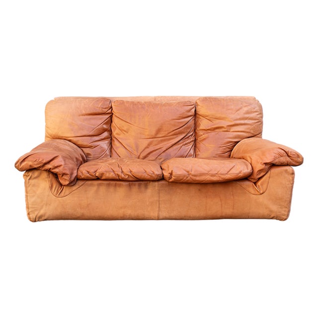 Bonheur Leather Sofa from Brunati, 1970s For Sale