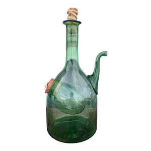 Early 1900s Italian Wine Cooler Old World Handmade in Italy Transparent Green Glass
