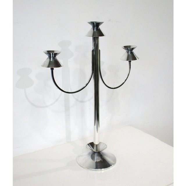 Silver Mid Century Silver Plated Candlestick by Sheffield in the Style of Parzinger For Sale - Image 8 of 9