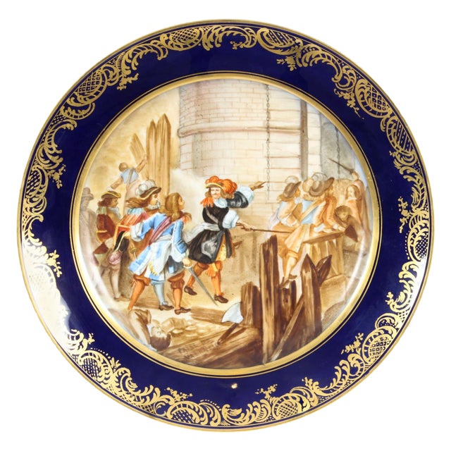 19th Century French Sevres Porcelain Prise de Valence Plate For Sale