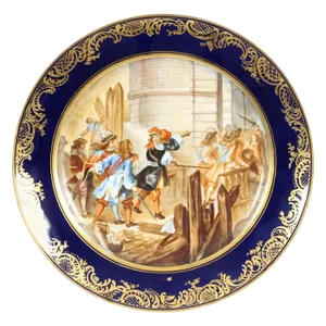 19th Century French Sevres Porcelain Prise de Valence Plate