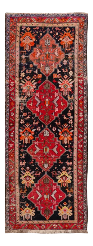 Mid-20th Century Vintage Runner Rug 3' 10'' X 10'.