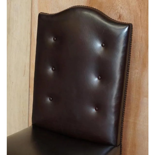 Buttoned Occasional Desk Chair in Brown Leather from George Smith For Sale - Image 3 of 15