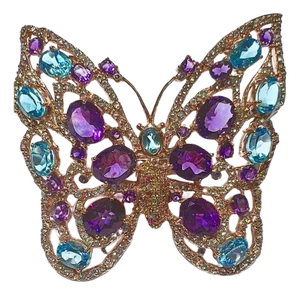 Bochic "Orient" Multi Amethyst & Topaz Brooch/ Pendent or Ring Set In 18K & Silver