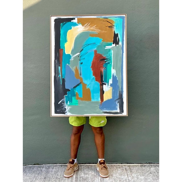 Vintage Original Abstract Oil on Canvas For Sale - Image 12 of 13