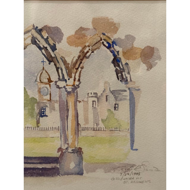 1995 Watercolor of Cathedral Ruins at St. Andrews - Framed, Signed Original Artwork For Sale In Nashville - Image 6 of 11