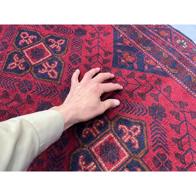 Extra-Long Red and Navy Tribal Medallion Runner Rug, 2'8" X 18'8" For Sale - Image 17 of 18