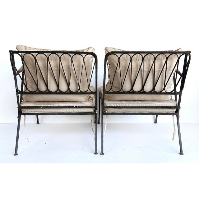 1950s Maurizio Tempestini Salterini Ribbon Back Wrought Iron Settee With New Cushions, Attributed For Sale In Miami - Image 6 of 9