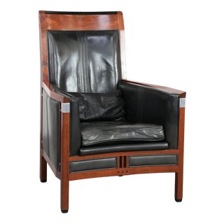 Art Deco Chair in Black Cowhide and Wood by Schuitema For Sale