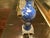 Vintage Blue and White Cherry Blossom Porcelain Vase Lamp on Metal Base For Sale In Chicago - Image 6 of 13