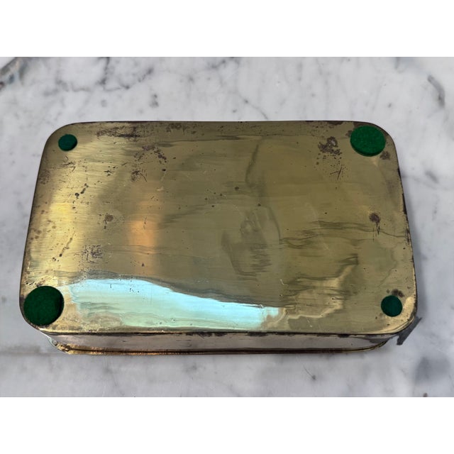 Brass Mid 20th Century Brass Lion Trinket Box For Sale - Image 8 of 9