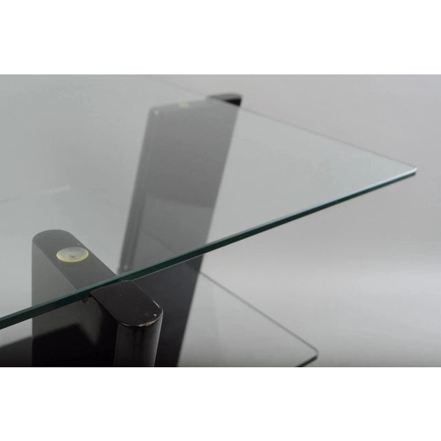 Late 20th Century Black Lacquer & Glass 3 Tier Space Age End Tables - A Pair For Sale - Image 9 of 11