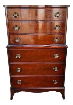 White Fine Furniture Co Mahogany Serpentine Front High Chest of Dresser
