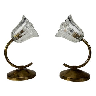 Clear Murano Glass Wall Lamps from Barovier & Toso, 1930s, Set of 2 For Sale