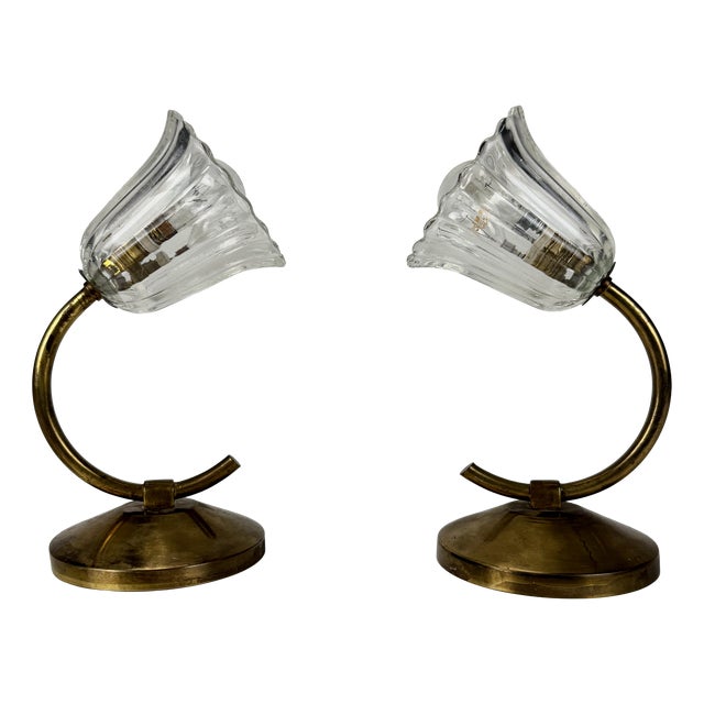Clear Murano Glass Wall Lamps from Barovier & Toso, 1930s, Set of 2 For Sale