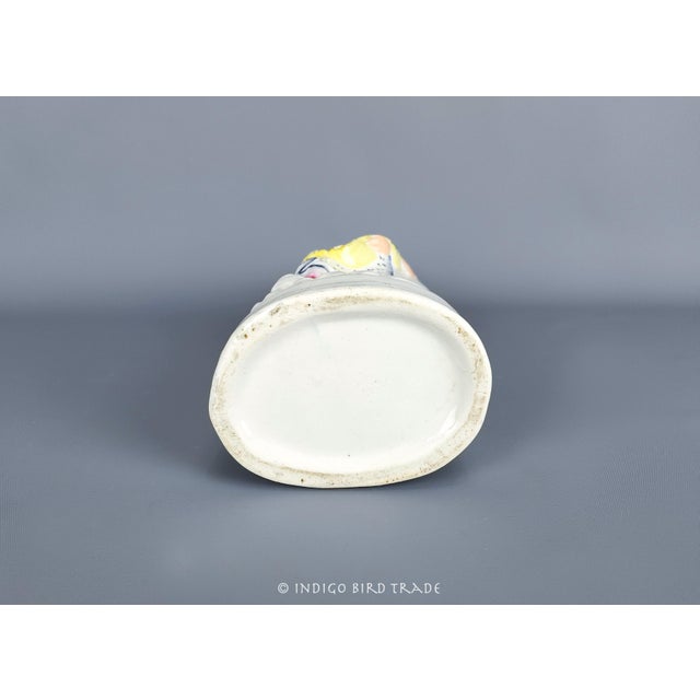 1860s English Staffordshire Statue of Fishmonger Antique Pottery Victorian Figure of Lady With Fish Basket For Sale - Image 10 of 10