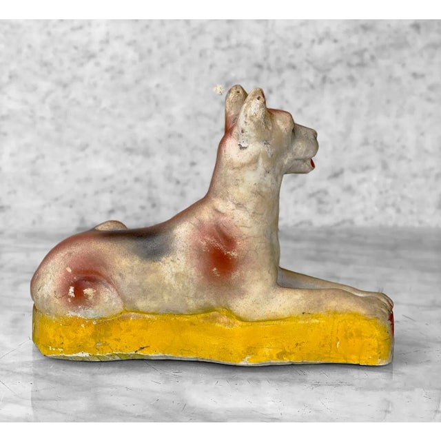 Antique Traditional Chalkware Great Dane Dog Ashtray For Sale - Image 4 of 9