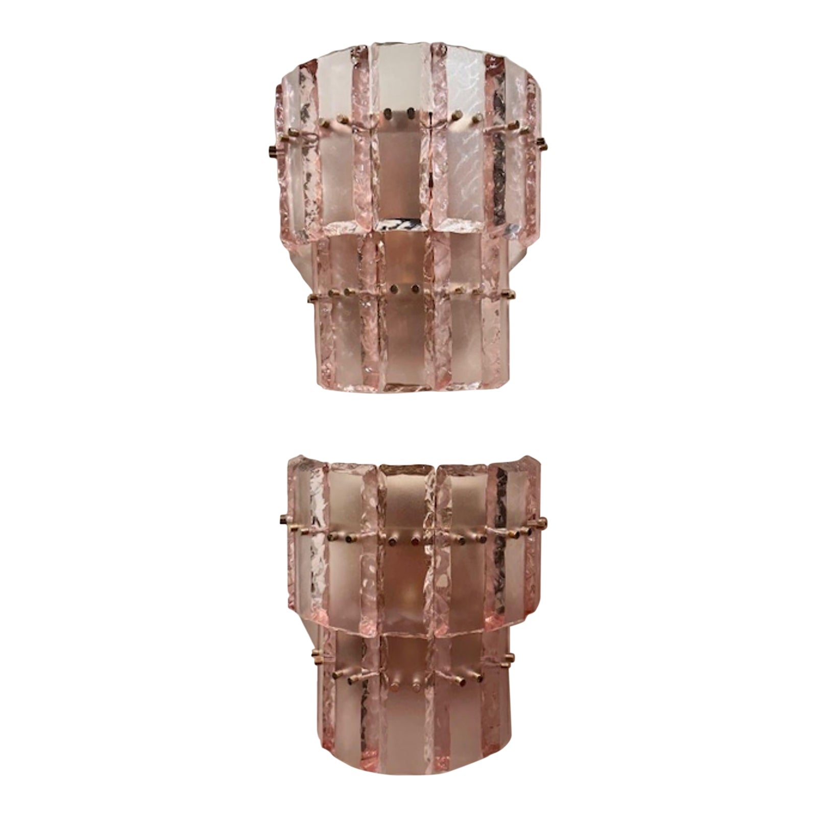 Murano Pink Ice Block Wall Sconces | Chairish