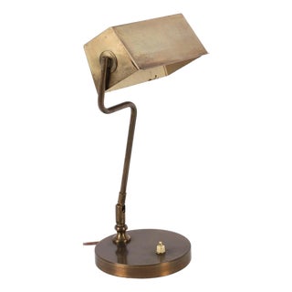 Antique 20th Century Art Deco Swedish Articulated Brass Bankers Desk Lamp, 1920s For Sale