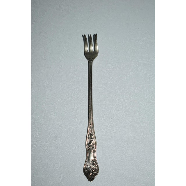 Antique Set of Four Decorative Silverplate Forks For Sale - Image 11 of 12