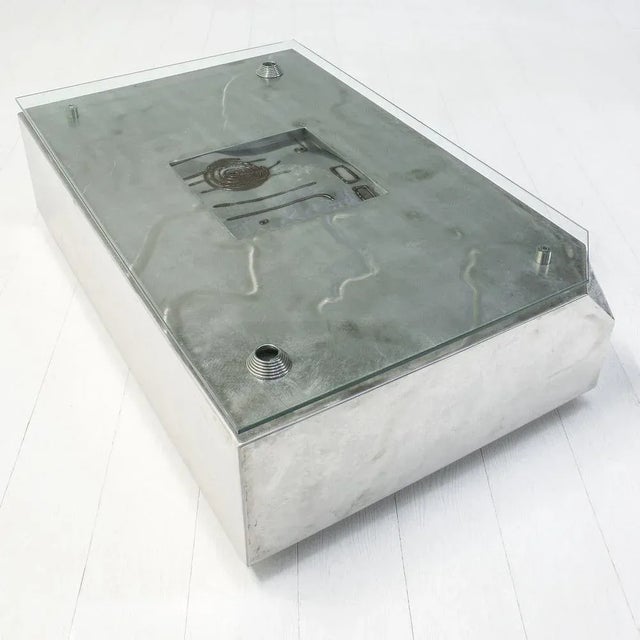 Welding Art Coffee Table in Stainless Steel and Glass For Sale - Image 9 of 11