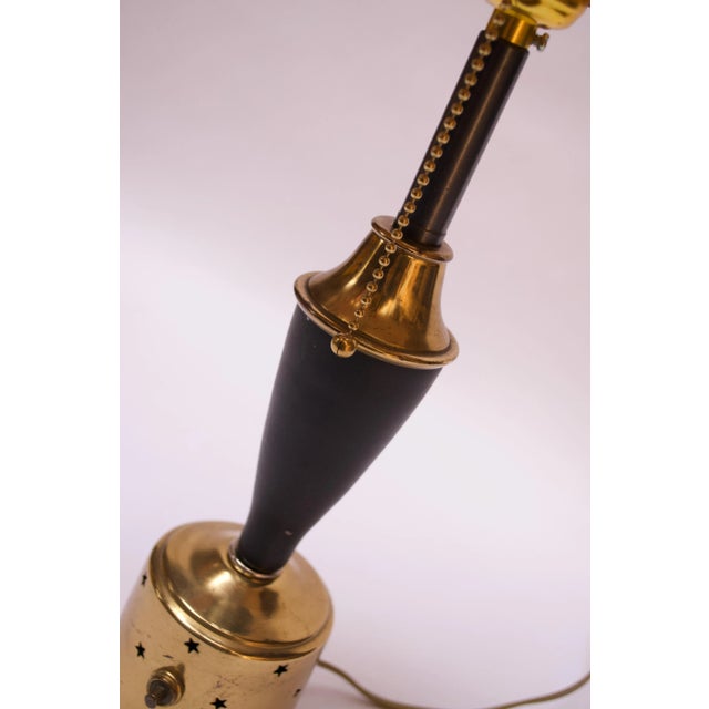 Metal American Modern Brass Table Lamp With Star Perforation Detail For Sale - Image 7 of 11