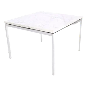 Florence Knoll Square Marble Top Solid Chrome Base Side End Coffee Center Table
