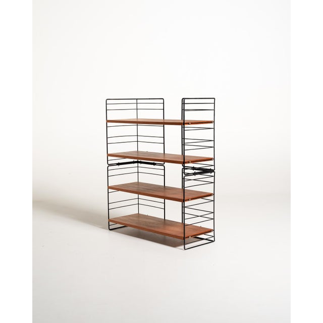 Scandinavian Freestanding Modular Bookcase in Teak and Metal, 1960s For Sale - Image 3 of 10