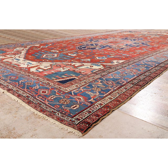 Red Late 19th Century Persian Serapi Rug, 10'09 X 18'10 For Sale - Image 8 of 10