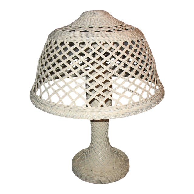 Vintage Late 19th Century White Wicker Table Lamp Chairish