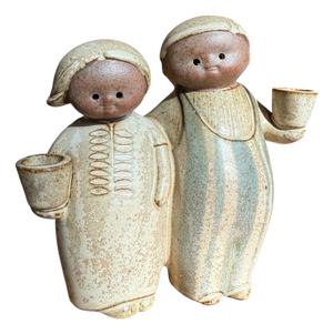 Vintage Japanese Stoneware Figurine Candle Holder