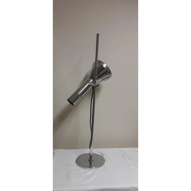 Vintage German Adjustable Table Lamp with Chrome-Plated Metal Frame and Reflector from Hustadt-Leuchten, 1970s For Sale - Image 4 of 8