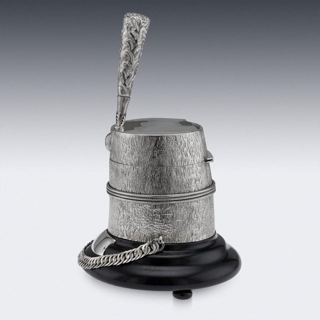 Antique Edwardian Silver Regimental Table Snuff Mull, 1908 For Sale - Image 4 of 17