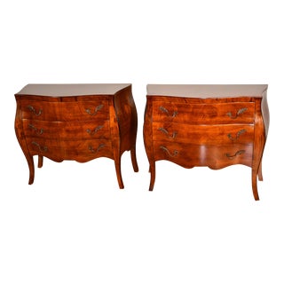 1940s French Walnut Pair of Commodes / Nightstands / Bedside Tables For Sale