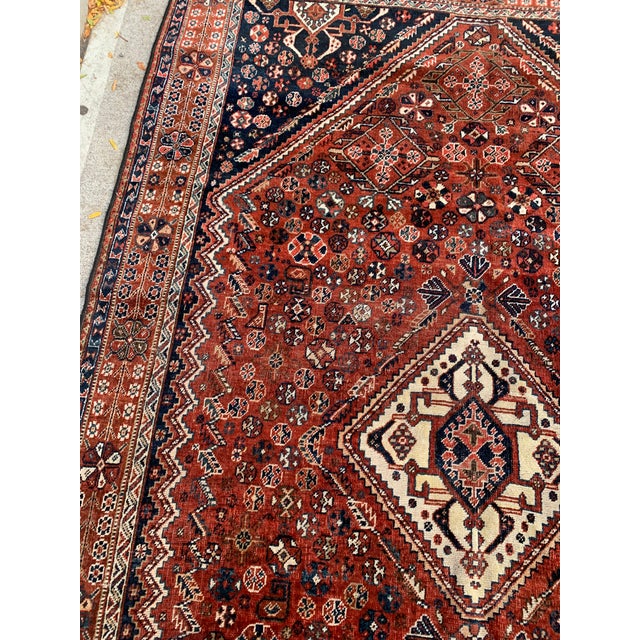 Textile 1900s, Handmade Antique Persian Gashkai Rug 5.3' X 7.11' For Sale - Image 7 of 10