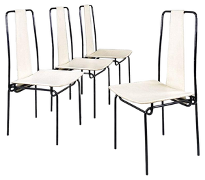 Italian Modern Chairs in White Leather by Adalberto dal Lago for Misura Emme, 1980s, Set of 4