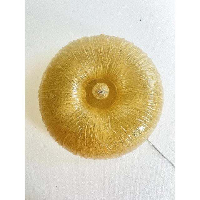 1990s Venetian Amber Graniglia Budino Murano Glass Flush Mount by Simoeng for Simoeng For Sale - Image 5 of 10