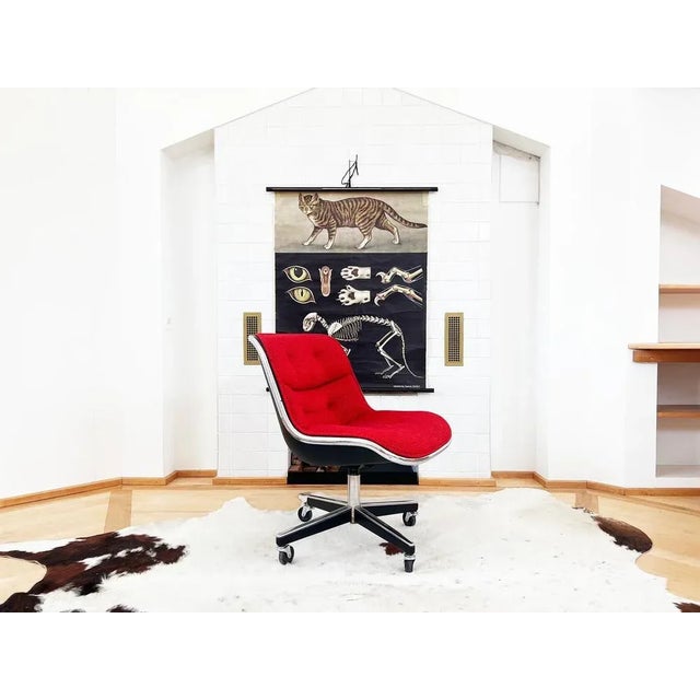 Original 4 leg base (Sought after!!) Red Knoll Textile and chrome Mid Century Vintage Knoll Pollock chair--RARE beauty--...