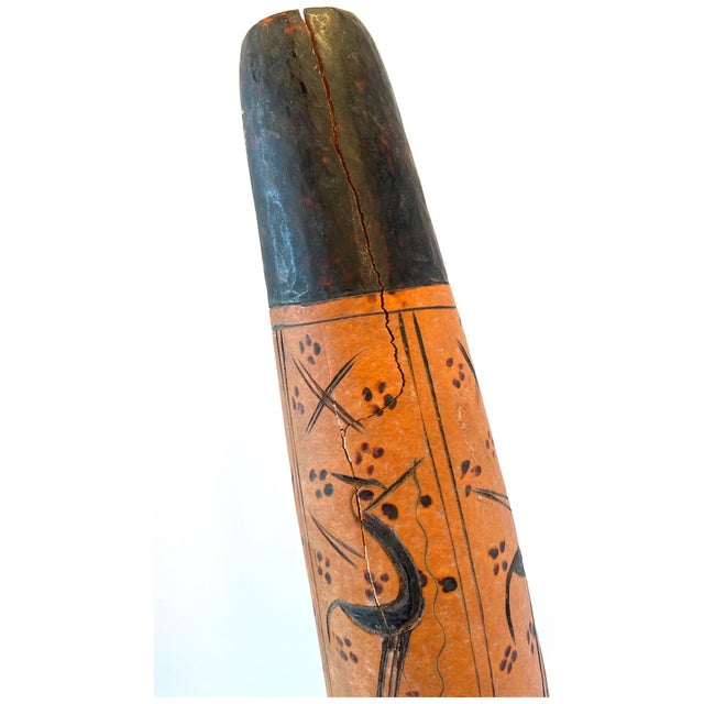 Amber Vintage Hausa Shantu Percussion Flute With Stand From Nigeria - 25" H For Sale - Image 8 of 10