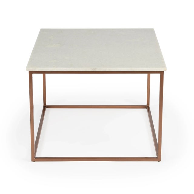 Gold Holland Marble & Metal Coffee Table, Gold, White For Sale - Image 8 of 8