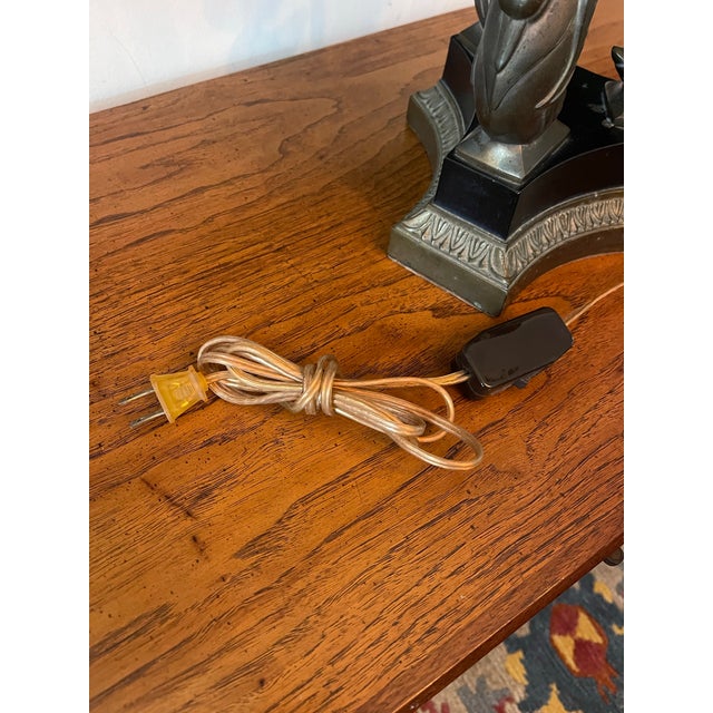 Vintage Ethan Allen Swan Motif Brass Table Lamp | For Sale - Image 10 of 12
