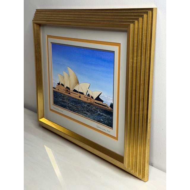 Robin's Egg Blue 20th Century Painting Sydney Harbour Opera House House Australia Signed G. Douglas Hemingway For Sale - Image 8 of 18