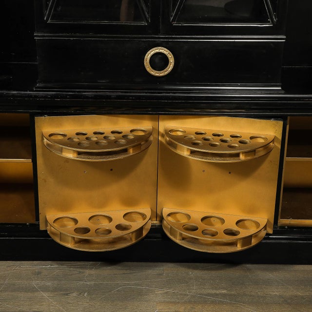 James Mont Rare James Mont Cabinet in Black Lacquer W/ Gilt Carved Handles For Sale - Image 4 of 12