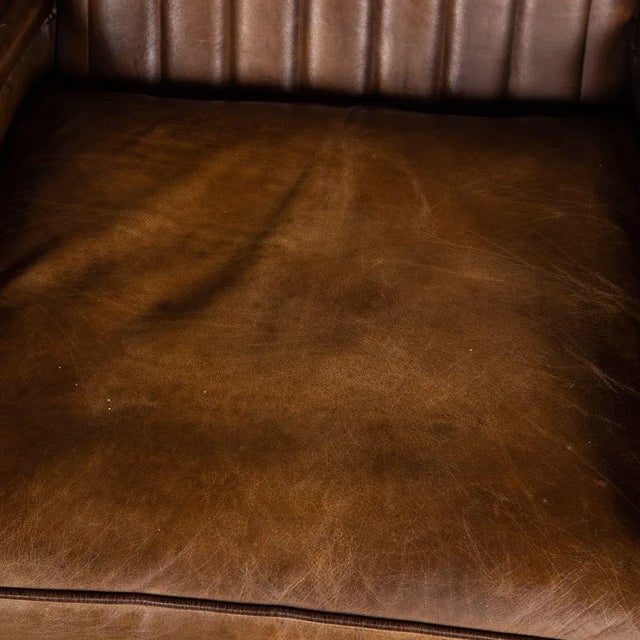 1920s Art Deco Leather Tub Chairs & Sofa, 1920s, Set of 3 For Sale - Image 5 of 13