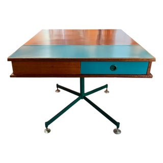 Center Desk with Four Drawers and Two-Tone Top, 1960s For Sale