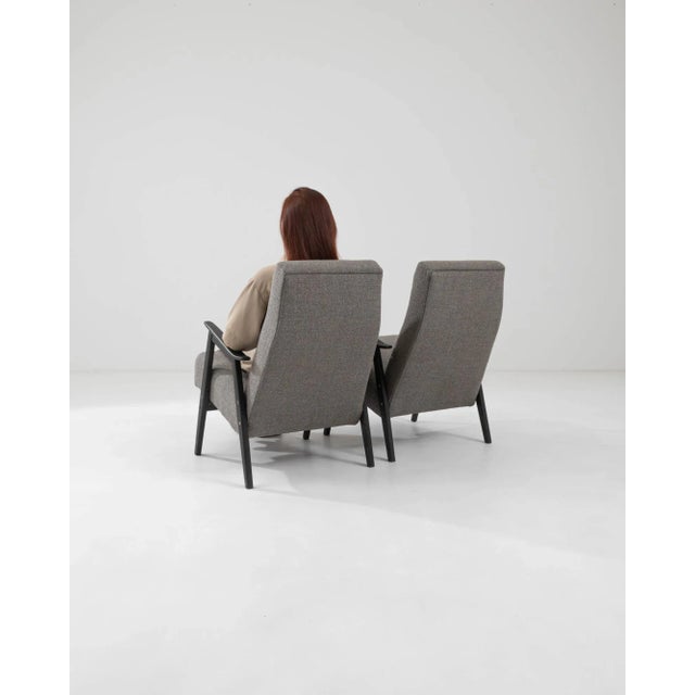 1960s Czech Grey Upholstered Armchairs, A Pair For Sale - Image 12 of 12