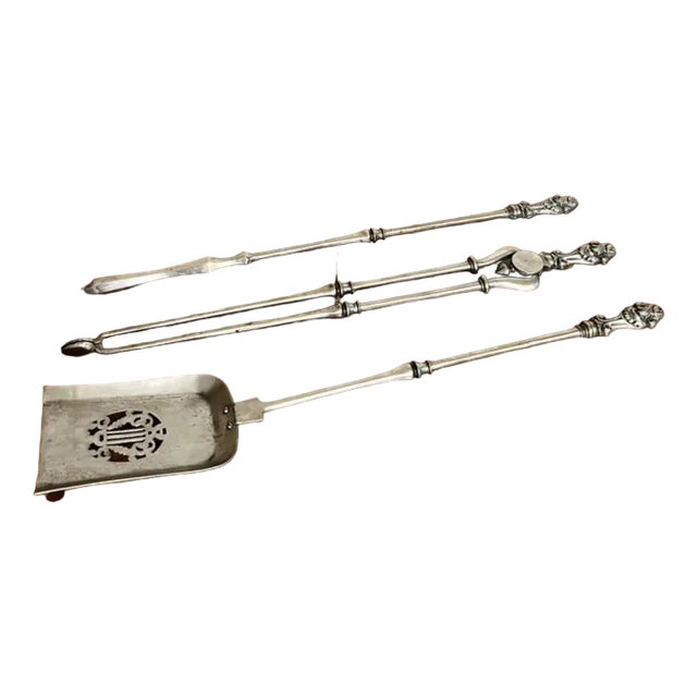 Antique George III Steel Fire Irons, 1800, Set of 3 For Sale