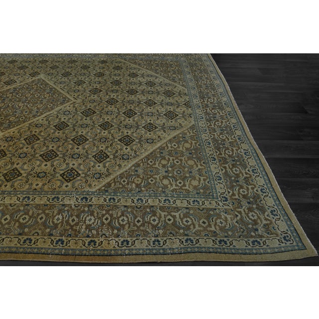 1970s Vintage Persian Handmade Wool Cotton Brown Area Rug For Sale - Image 11 of 11