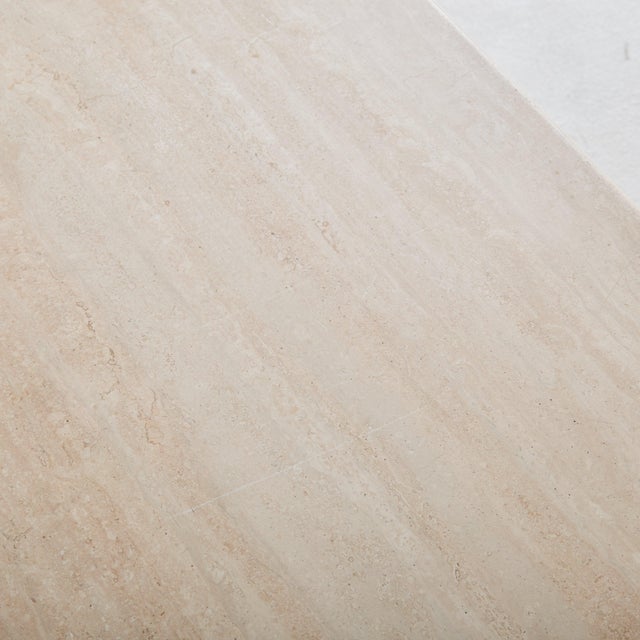 Metal Italian Rectangular Travertine Coffee Table with Iron Base, 1970s For Sale - Image 7 of 10